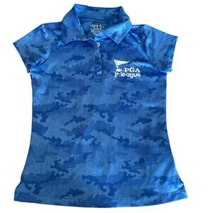 Garb Girls Blue Camo PGA Jr League Golf Polo - Small